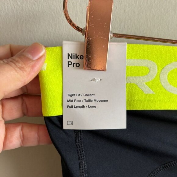 Nike Pro Womens Mid Rise Tight Fit Full Length Leggings Black Size XL - Picture 5 of 9